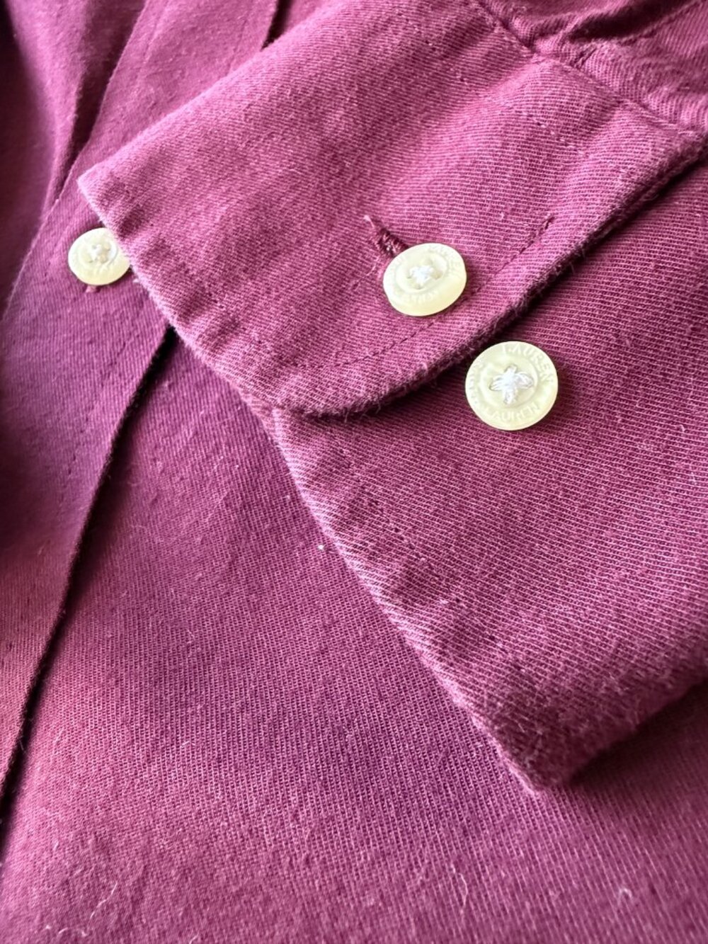 Lauren Ralph Lauren Button Down Shirt Stretch Cotton Long Sleeve Burgundy XL 17 - Picture 4 of 6